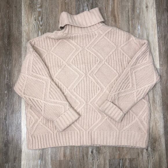 Caslon Tan Diamond Cable Knit Turtleneck Sweater XXL NWT - Picture 3 of 6